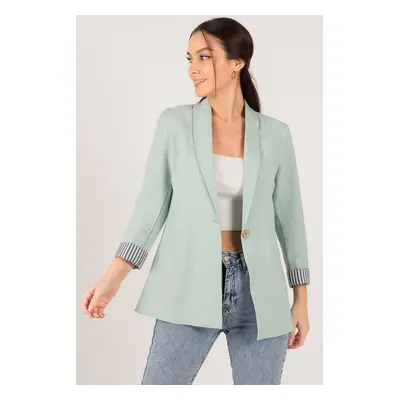 armonika Women's Mint Striped One-Button Jacket