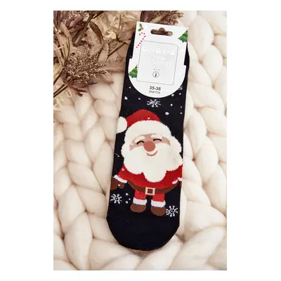 Women's Christmas socks with Santa Claus, black