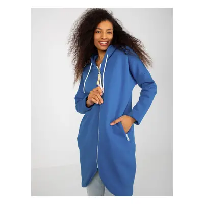 Dark blue basic long zip-up sweatshirt from Stunning