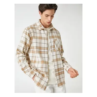 Koton Lumberjack Shirt Pocket Detailed Classic Collar Long Sleeve