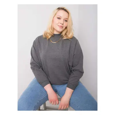 Sötétszürke melange pulóver plus size basic