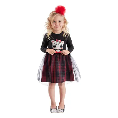 Denokids Black Kokos Kitten Plaid Girl's Tulle Tutu Fluffy Evening Dress