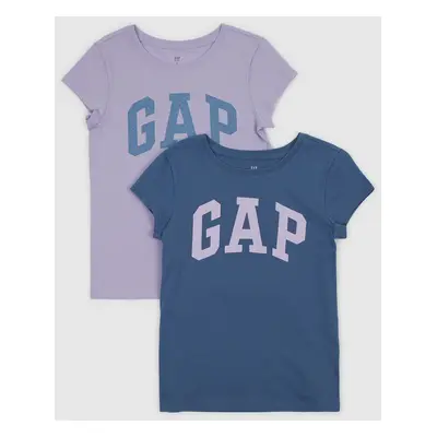 Set of two girly T-shirts in navy blue and purple GAP