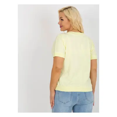 Light yellow women's blouse plus size with print