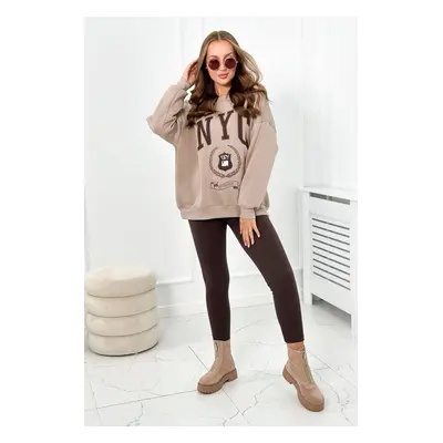 Cotton set insulated sweatshirt + leggings dark beige