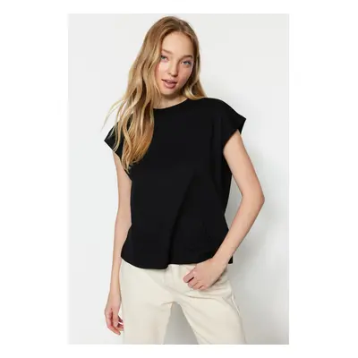 Trendyol Black 100% Cotton Low Sleeve Basic Knitted T-shirt