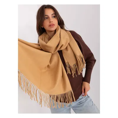 Women's camel scarf with fringe