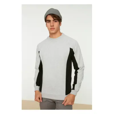 Trendyol Men's Gray Regular/Real Fit Long Sleeve Crew Neck Paneled Sweatshirt