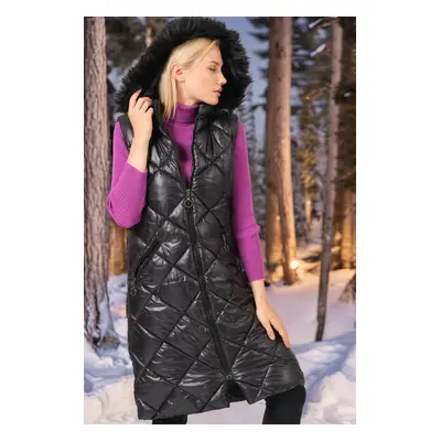 Z6717 DEWBERRY WOMEN'S VEST-DARK BLACK