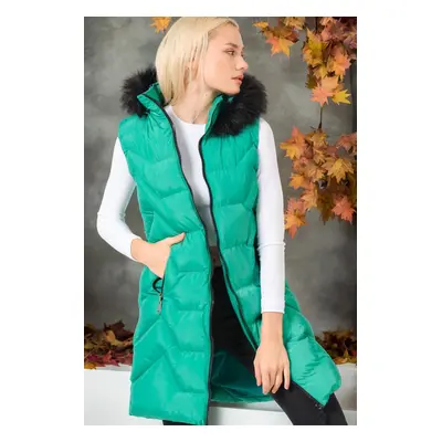 Z6761 DEWBERRY WOMEN'S VEST-PLAIN GREEN