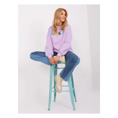 Light purple hoodie with inscription