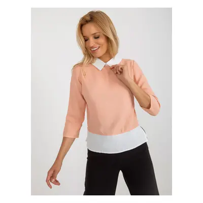 Peach formal blouse with tie