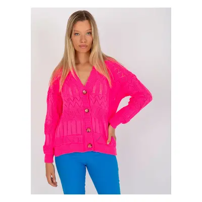 Fluo pink summer cardigan with openwork pattern RUE PARIS