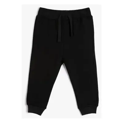 Koton 4WMB40033TK Boys' Cotton Tracksuit Bottom BLACK.