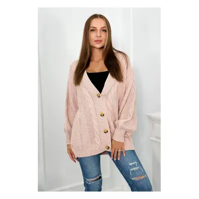 Button-down sweater with puff sleeves powder pink