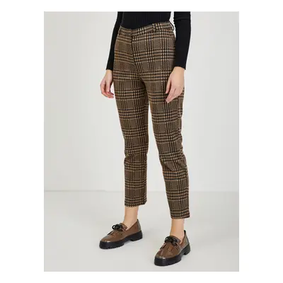 Brown women's shortened checked trousers ORSAY - Ladies