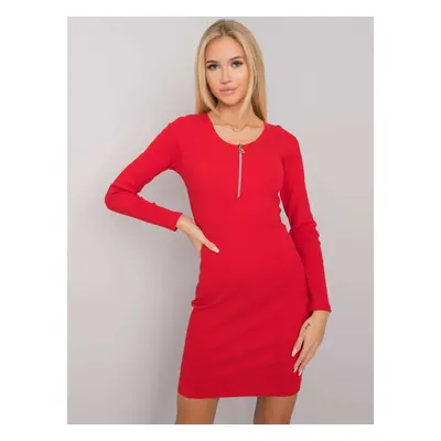 RUE PARIS Red striped pencil dress