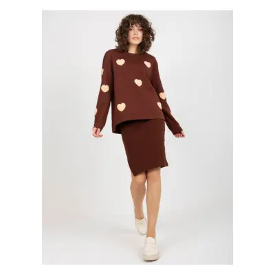 Dark brown casual set with sweatshirt and dress