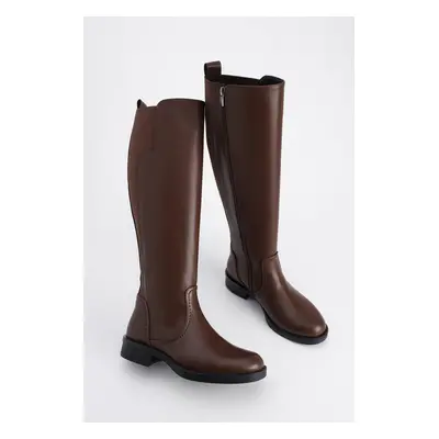 Marjin Women's Knee-length Zippered Daily Boots Helass Brown