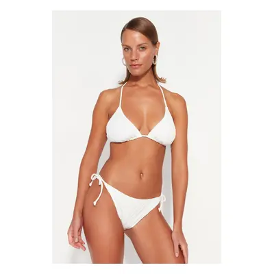 Trendyol Ecru Tied Textured Regular Bikini Bottom