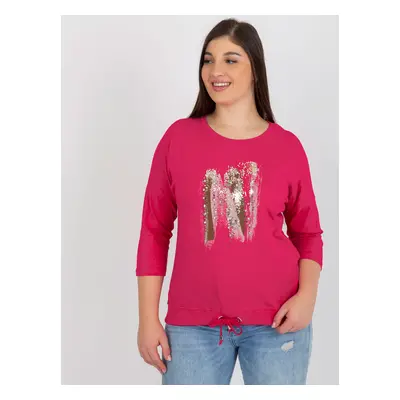 Fuchsia women's blouse plus size with print