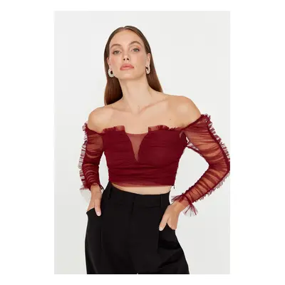 Trendyol Burgundy Frill Detailed Blouse