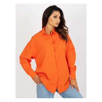 Orange oversized button-down shirt with cuffs