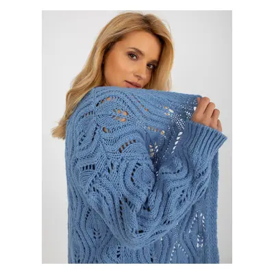 Blue openwork cardigan without closure