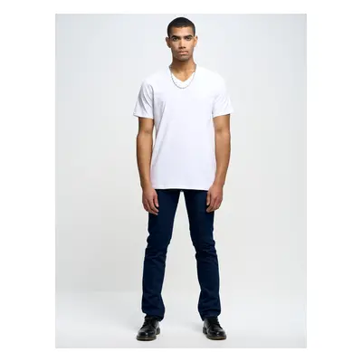 Big Star Man's V_neck_ss T-shirt Cream-101