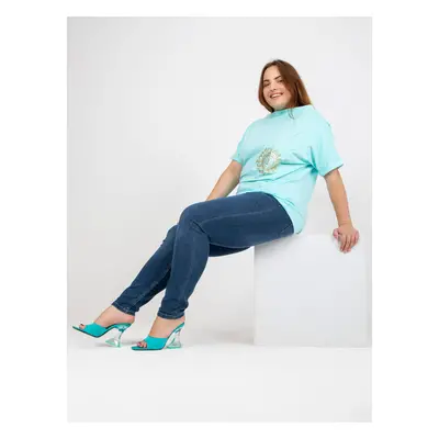 Mint blouse plus size with short sleeves