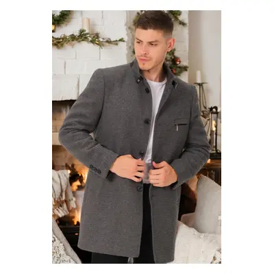 PLT8367 DEWBERRY MEN'S COAT-PLAIN LIGHT GREY