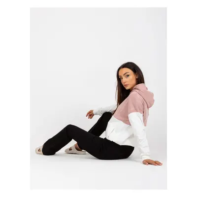 Pink and white hoodie RUE PARIS with hem