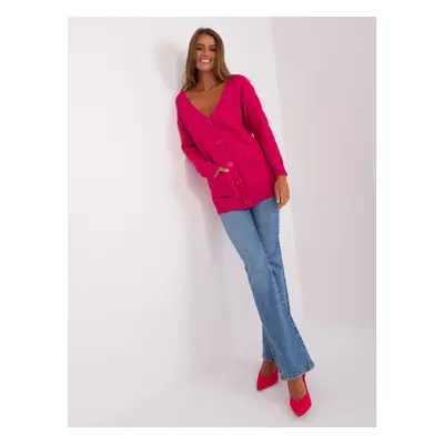 Women's Fuchsia Cardigan with Cables