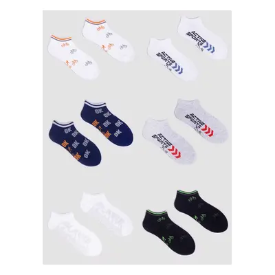 Yoclub Kids's Boys' Ankle Cotton Socks Patterns Colours 6-Pack SKS-0008C-AA00-004