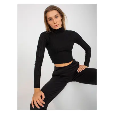 Black short turtleneck with viscose