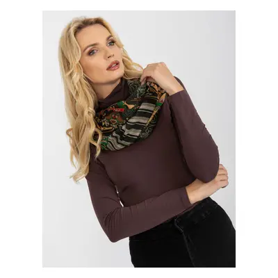 Khaki women's scarf with prints