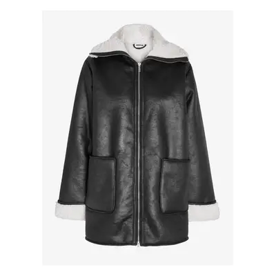 Black Leatherette Winter Jacket Noisy May H - Ladies