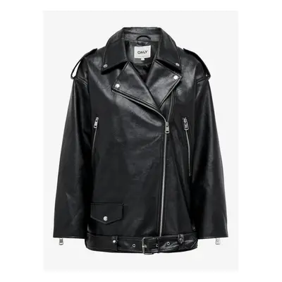 Women's black faux leather jacket ONLY Vera - Women