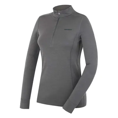 Women's merino sweatshirt HUSKY Aron Zip dk. grey green