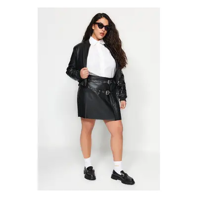 Trendyol Curve Black Belt Detail Mini Woven Skirt