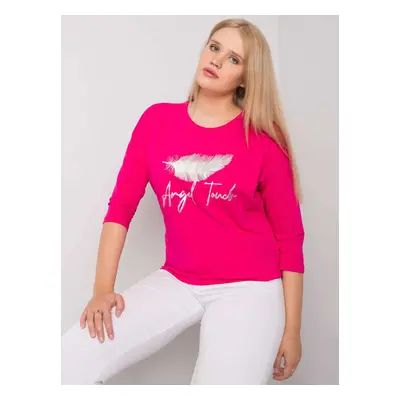 Larger cotton fuchsia blouse with printed design