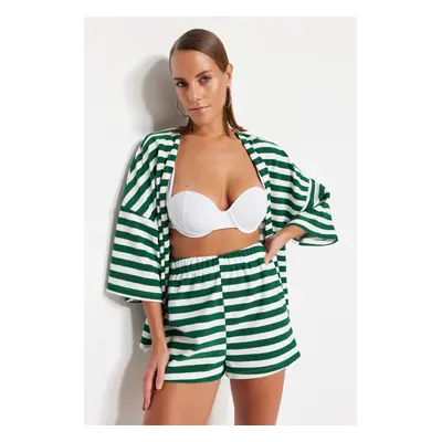 Trendyol Green Striped Knit Shorts & Bermuda