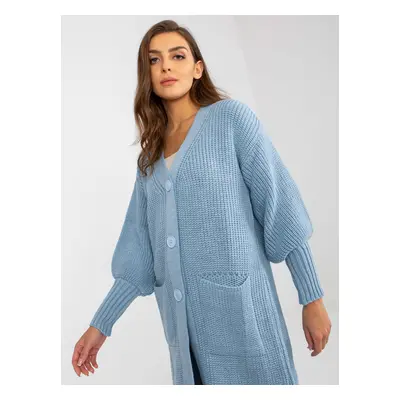 Light blue long cardigan with pockets OCH BELLA