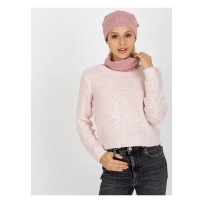 Light pink knitted cap and chimney