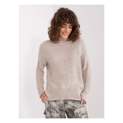 Beige women's long-sleeved sweater