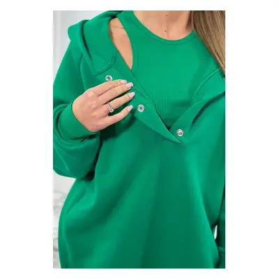 Set 3in1 sweatshirt, top and leggings green