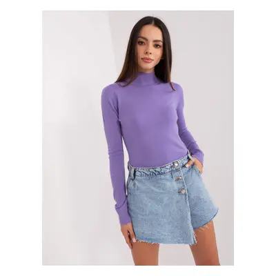 Purple women's turtleneck with cuffs