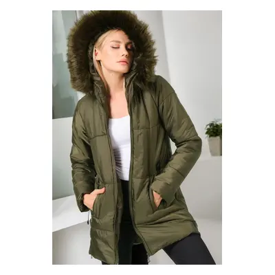 Z6668 DEWBERRY WOMEN'S COAT-PLAIN KHAKI