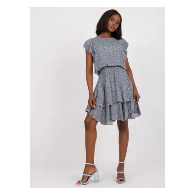 Blue summer dress RUE PARIS with ruffles