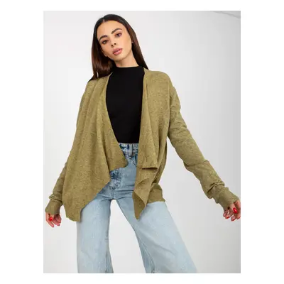 Khaki short asymmetrical cardigan without fastening